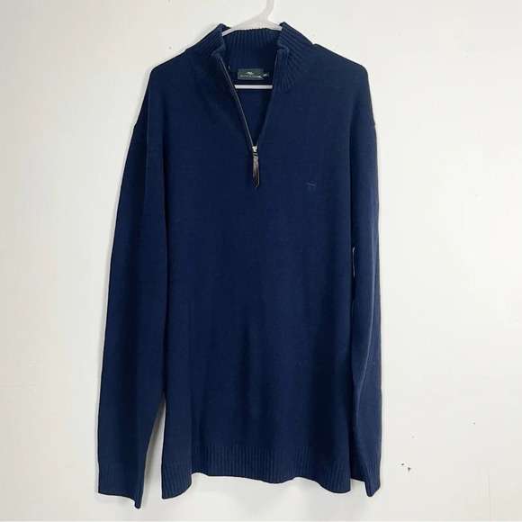 NEW Rodd & Gunn Wool Sweater Mens 2XL Navy Blue Pullover Quarter Zip NWOT